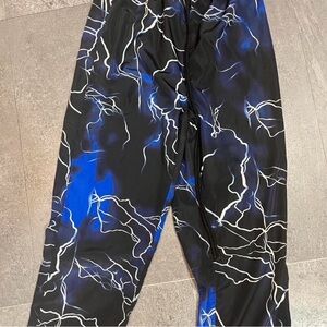 SHEIN Black and Blue Lightning Print Pants